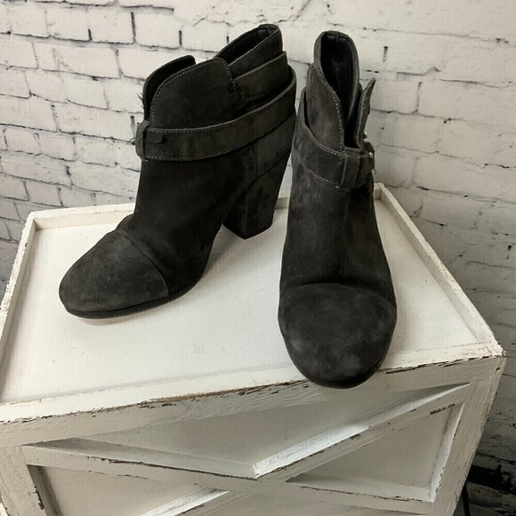 Rag & Bone Women Charcoal Leather Ankle Bootie Made Italy Size 38.5 US 8.5 Rck - Picture 4 of 12